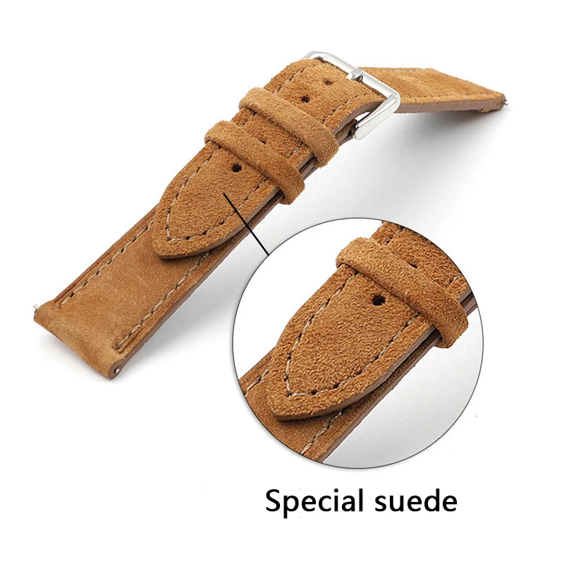 Bracelet de montre en daim et cuir, accessoires de montre 18mm 19mm 20mm 21mm 22mm 23mm 24mm, gris bleu rose vert, bracelets de montre pour hommes