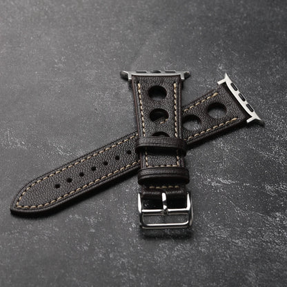 Handmade Breathable Leather Strap for Apple Watch S10 Ultra 2, Brown, Black, Goatskin, 46mm, 45mm, 49mm