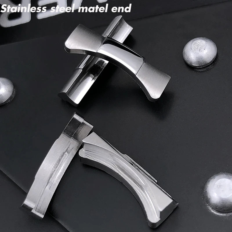 Cinturino per orologio in gomma, estremità metallica 21 mm, ricambio speciale per Rolex Datejust 41 mm m126 Oyster, cinturino per orologio in silicone, fibbia scorrevole con blocco