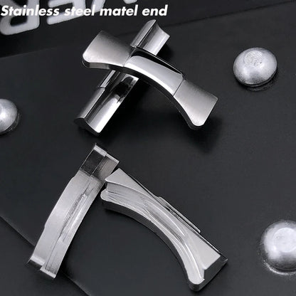 Cinturino per orologio in gomma, estremità metallica 21 mm, ricambio speciale per Rolex Datejust 41 mm m126 Oyster, cinturino per orologio in silicone, fibbia scorrevole con blocco