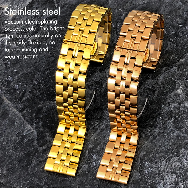 20mm, 21mm, 22mm, 23mm, 24mm Solid Stainless Steel Curved End Watch Bands with Installation Tools