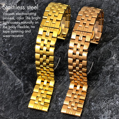 20mm, 21mm, 22mm, 23mm, 24mm Solid Stainless Steel Curved End Watch Bands with Installation Tools