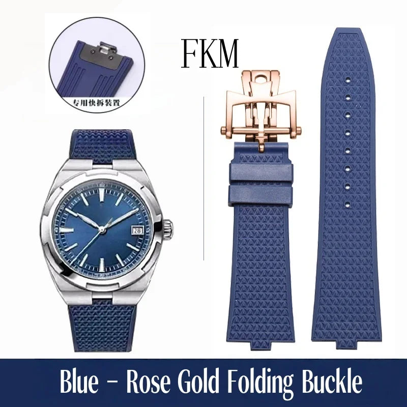 Bracelet de montre en caoutchouc Fluoros FKM à dégagement rapide, pour bracelet Vacheron VC Overseas 4300V 4500V 5500V 7900V, 24x7mm