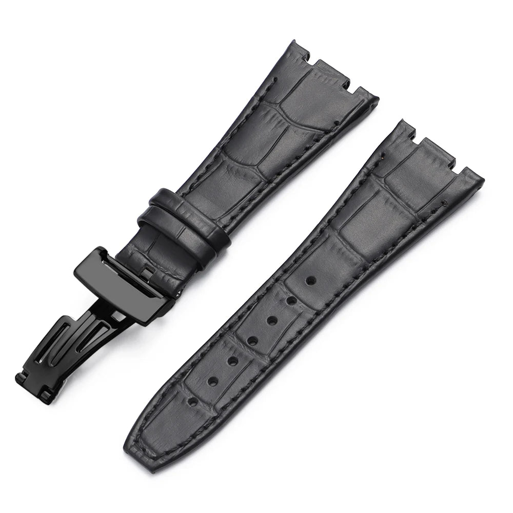 Soft Cowhide Leather Watch Strap for Audemars Piguet Royal Oak Offshore AP 15400 15703, Sweat Resistant, for Men and Women, Folding Buckle