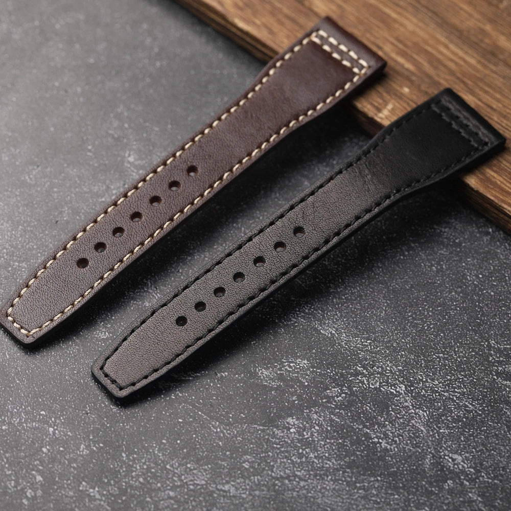 Cinturino in pelle di vacchetta con testa di pilota fatto a mano, braccialetto da uomo marrone nero 20 mm 22 mm 21 mm, cinturino per orologio in vera pelle stile vintage