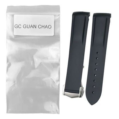 GC GUAN CHAO-Bracelet de Montre en Caoutchouc à Extrémité Incurvée, Souple, Noir, Bleu, Rouge, Orange, avec Structure Pliable en Métal, 20mm, 21mm, 22mm, 19mm