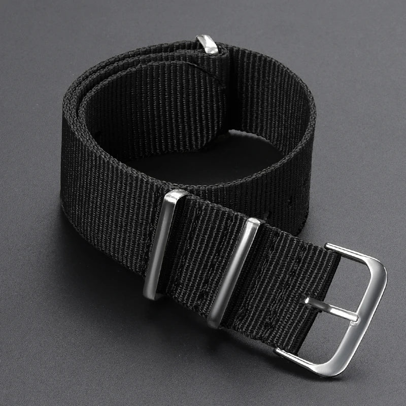 Cinturino per orologio in nylon intrecciato passante singolo da 14 mm, 16 mm, 18 mm, 20 mm, 22 mm, in tela, per uomo e donna, stile militare e sportivo