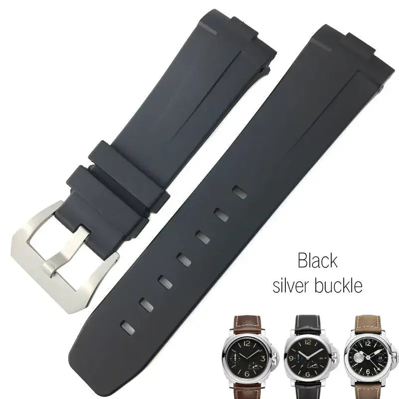 Bracelet de montre en caoutchouc naturel à extrémités courbes, 24mm, pour Panerai LUMINOR PAM00357 00111 01312, bracelet de montre en Silicone, outils gratuits