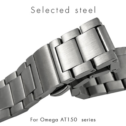 Bracelet de montre en acier inoxydable à extrémité incurvée, 19mm 20mm 21mm, pour Omega Seamaster AT150 Aqua Terra, métal argenté, étanche