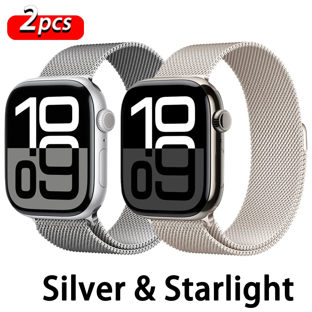 Apple Watch 米兰尼斯表带，46mm 44mm 45mm 40mm 42mm 41mm，适配 iWatch 系列 11 10 9 8 SE 7 6 Ultra 3 2