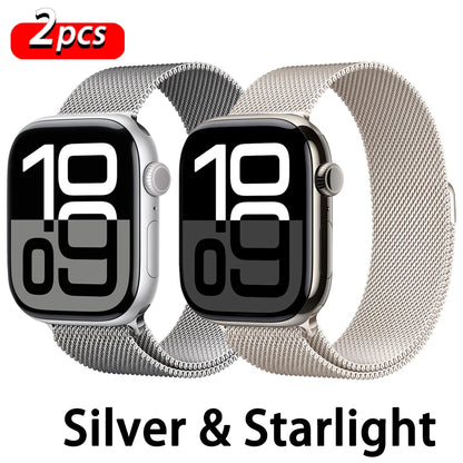 Apple Watch 米兰尼斯表带，46mm 44mm 45mm 40mm 42mm 41mm，适配 iWatch 系列 11 10 9 8 SE 7 6 Ultra 3 2
