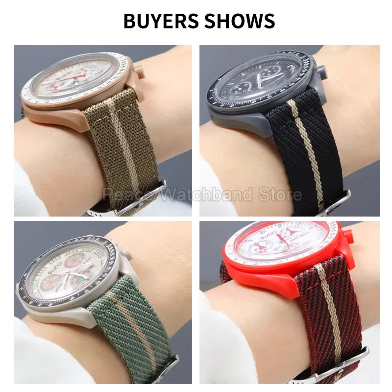 Bracelet en Nylon kaki bleu rouge 20 22mm, pour Tudor Black Bay Longines Seiko Citizen MIDO, résistant aux rides, facile à nettoyer
