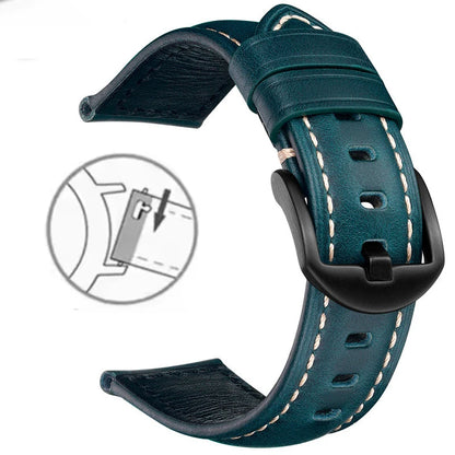 Correa de reloj de cuero de liberación rápida de 20 mm 22 mm, cuero auténtico Crazy Horse aceitado y encerado, estilo vintage, producto estrella, correa de repuesto retro para ropa de trabajo