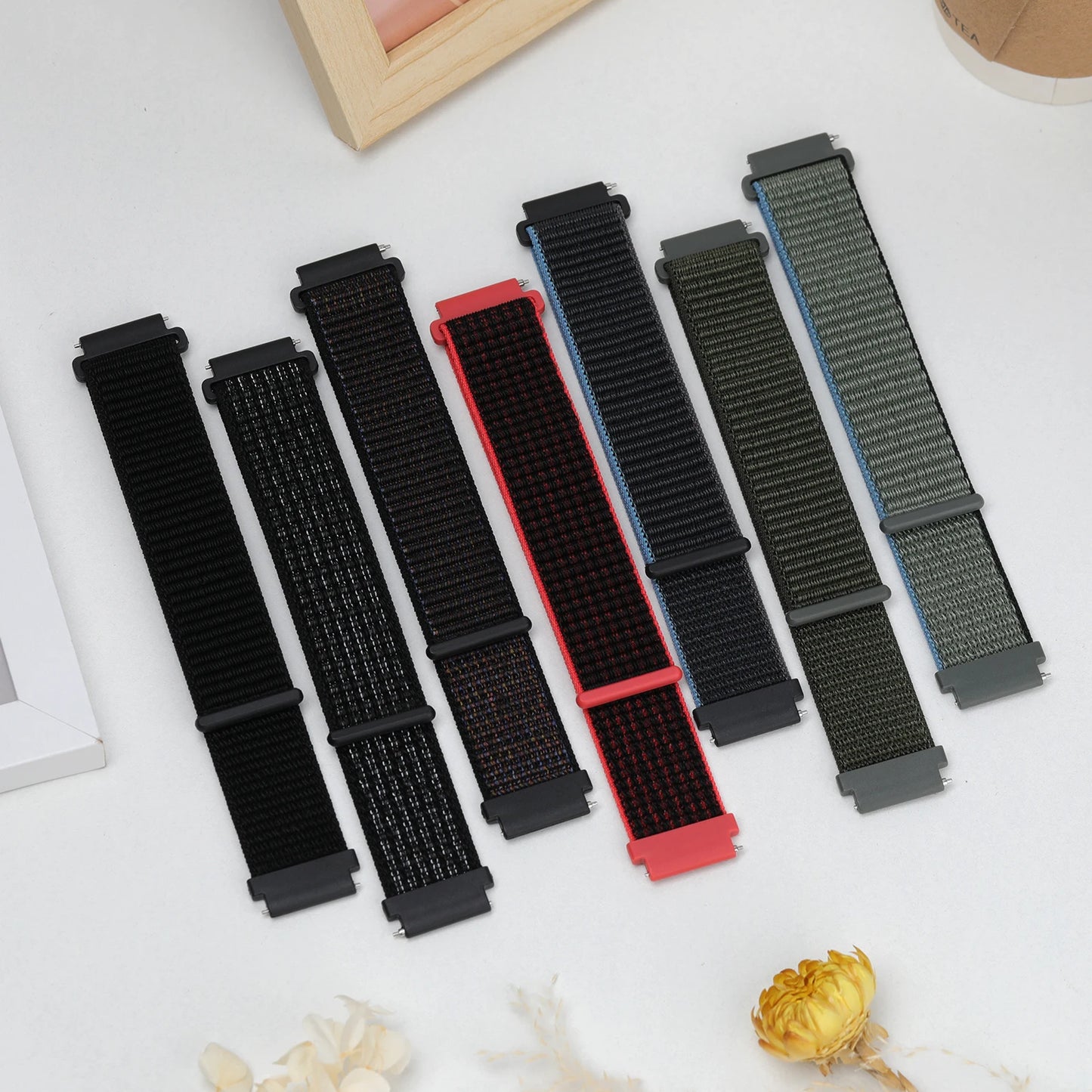 Bracelet à boucle en Nylon pour Amazfit Bip 6/5/GTS 4/3/2/2e/Mini/GTR 42mm/47mm/GTR 4/3 Pro Sport, 20mm/22mm, 2 bandes