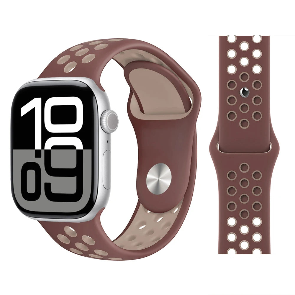 Bracelet en Silicone pour bracelets de montre Apple 46mm 44mm 45mm 40mm 41mm 42mm, Bracelet de Sport Correa iWatch série 11 10 9 SE 8 7 6 5