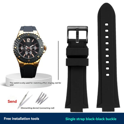 Cinturino per orologio GUESS serie W0149L5 in morbida resina siliconica con apertura convessa, cinturino impermeabile da 26x14 mm.