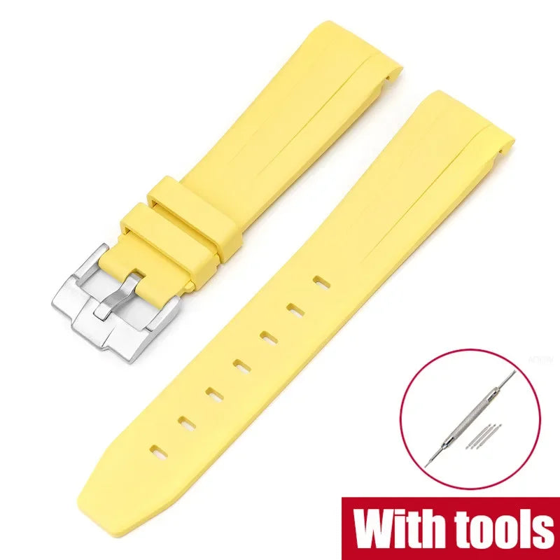 FKM Fluororubber Watch Strap for Rolex for Omega x Swatch MoonSwatch 20mm Curved End Waterproof Sport Replace Watch Band