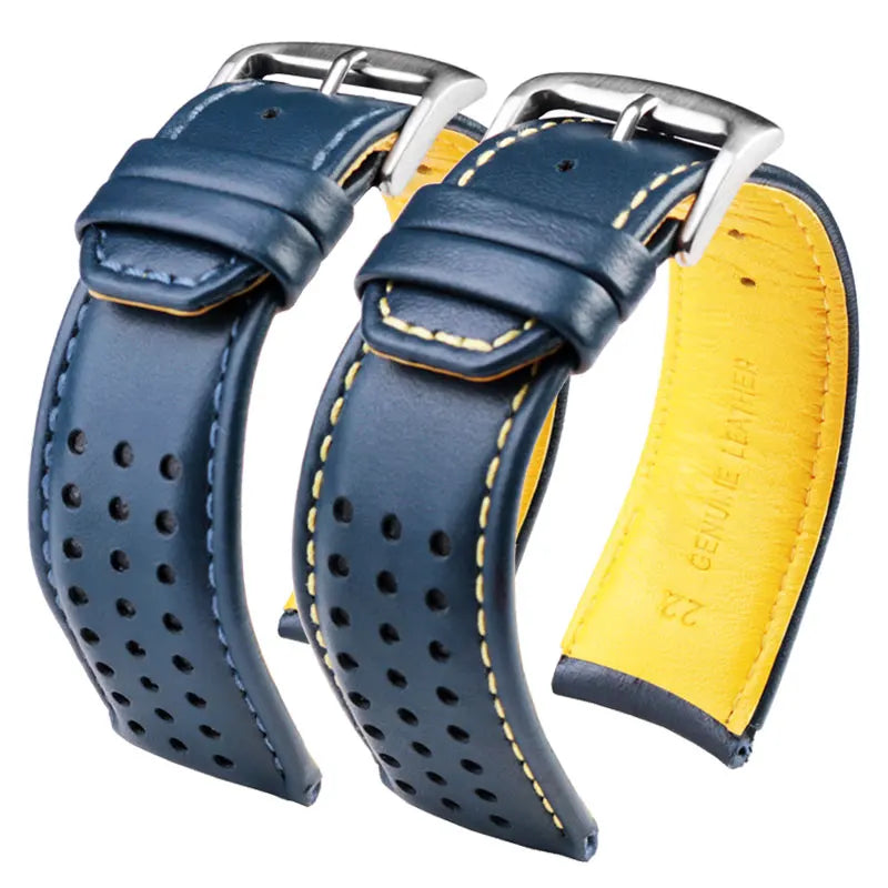 Curved End Leather Watch Strap, 22mm 23mm, for Citizen Blue Angel AT8020-54L/8020-03L JY8078 AT8020 Series, Black