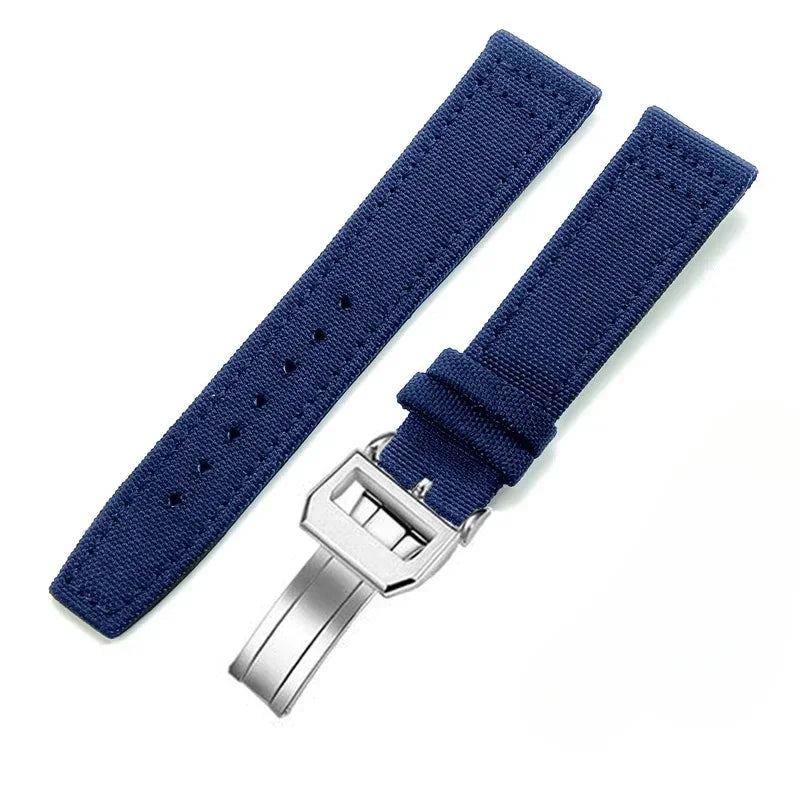 Cinturino per orologio in tela di nylon, 20 mm 21 mm 22 mm, per orologio da pilota IWC Portugal PORTOFINO, cinturino in tessuto, fibbia pieghevole, cinturino in pelle bovina