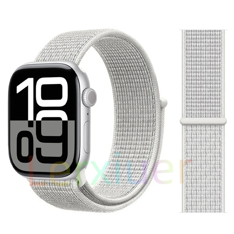 适用于 Apple Watch 46mm 44mm 45mm 40mm 41mm 42mm 的尼龙回环表带，适配 iWatch 系列 11 10 9 SE 8 7 6 5 4 Ultra 3 2 49mm