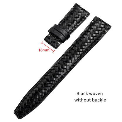 Bracelet de montre tissé en cuir de vachette pour IWC, bracelet de montre en cuir véritable, extrémité incurvée, marque de pilote portugaise, haute qualité, 20mm, 21mm, 22mm