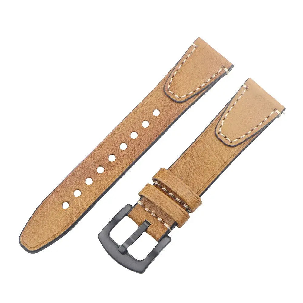 Cinturino per orologio in pelle retrò fatto a mano, cinturino a sgancio rapido, struttura in acciaio inossidabile, 18mm, 20mm, 22mm