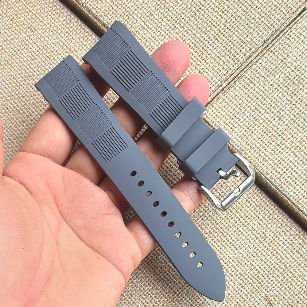 Bracelet de montre 20mm 22mm à extrémité incurvée, adapté aux montres à quartz Omega Rolex pour hommes, accessoires, bracelet en caoutchouc FKM, fluoroélastomère, multicolore, tendance