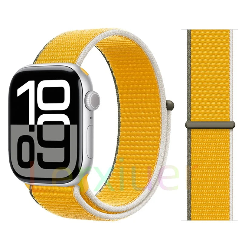 适用于 Apple Watch 46mm 44mm 45mm 40mm 41mm 42mm 的尼龙回环表带，适配 iWatch 系列 11 10 9 SE 8 7 6 5 4 Ultra 3 2 49mm