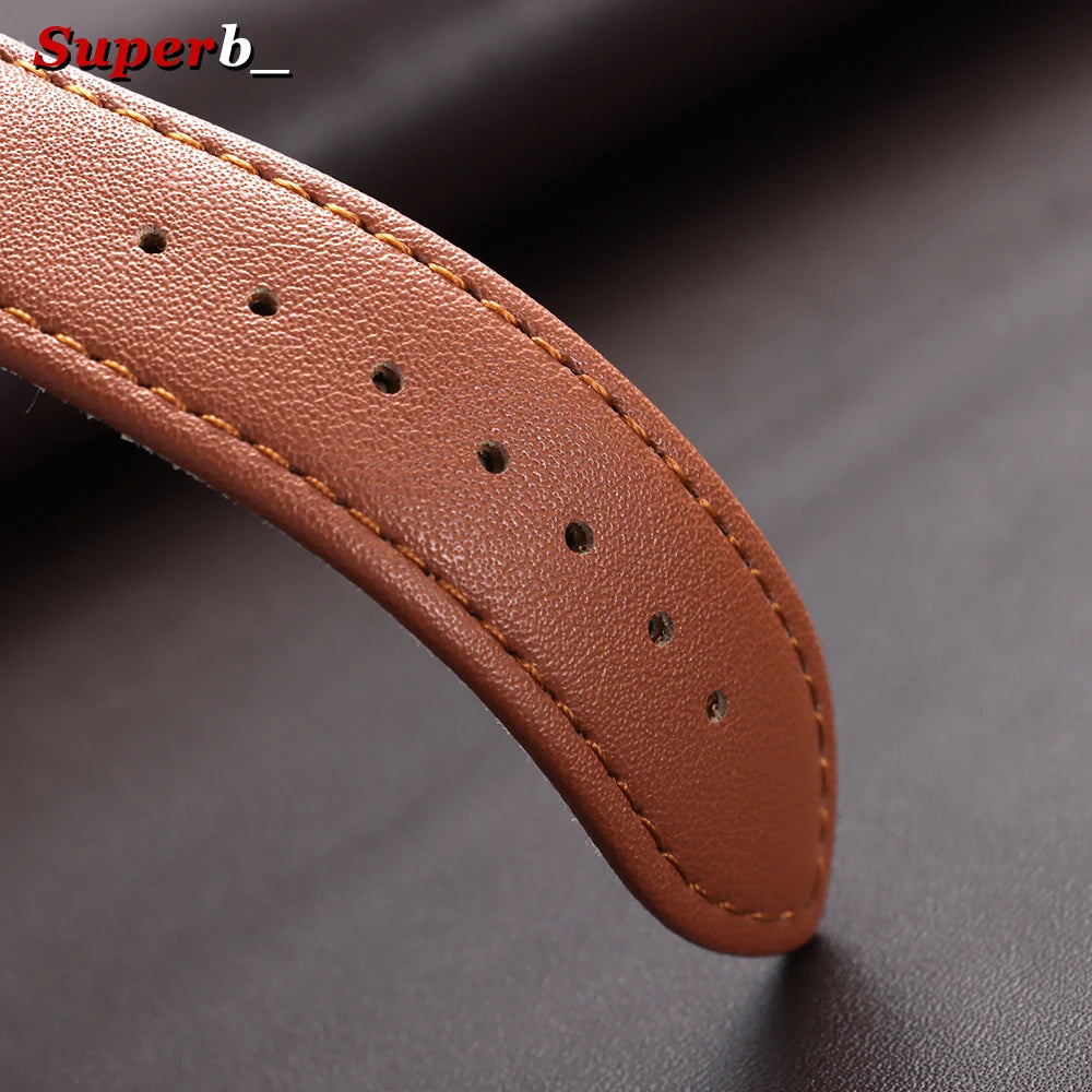 Bracelet de montre de remplacement en PU souple de 14 mm, 16 mm, 18 mm, 20 mm, 22 mm, 24 mm, bracelet de montre décontracté pour homme avec boucle en acier inoxydable