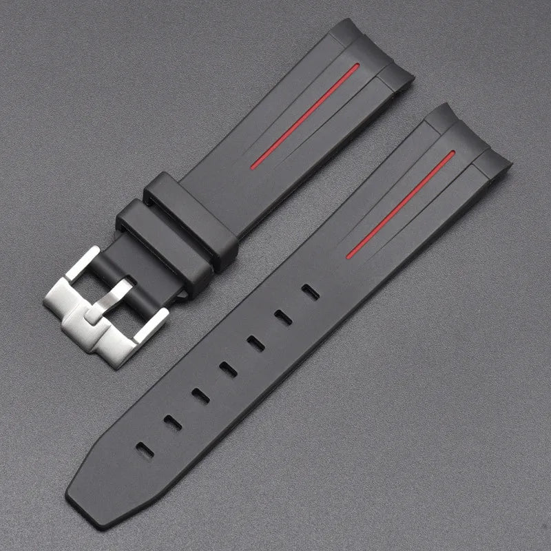 Curved End Rubber Strap for MoonSwatch, 20mm, for Men and Women, Waterproof Sport Watch Band