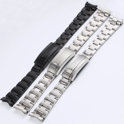 Bracelet de montre en acier inoxydable massif, argent noir, 20mm 21mm, pour boîtier NH35 Rolex Submariner Daytona, extrémité courbe, bracelet en métal