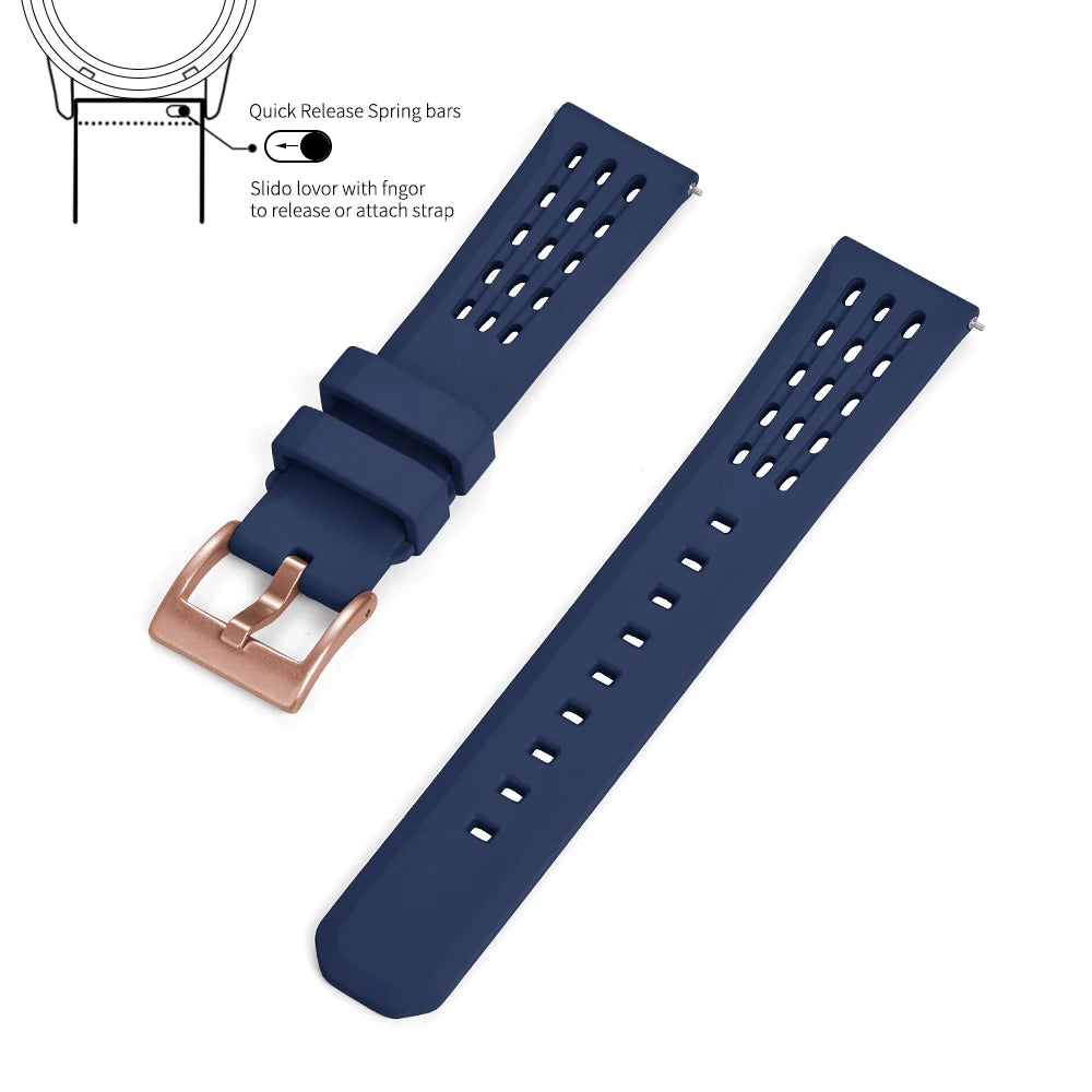 Bracelet de montre en caoutchouc FPM FKM, 20mm 22mm, dégagement rapide, qualité supérieure, conception de Structure poreuse, bracelet de Sport Durable et confortable