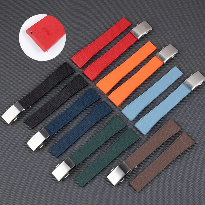 Bracelet de montre en caoutchouc fluoré FKM à texture pixel, 18/19/20/21/22mm, CTS, pour plongée traditionnelle, pour hommes et femmes
