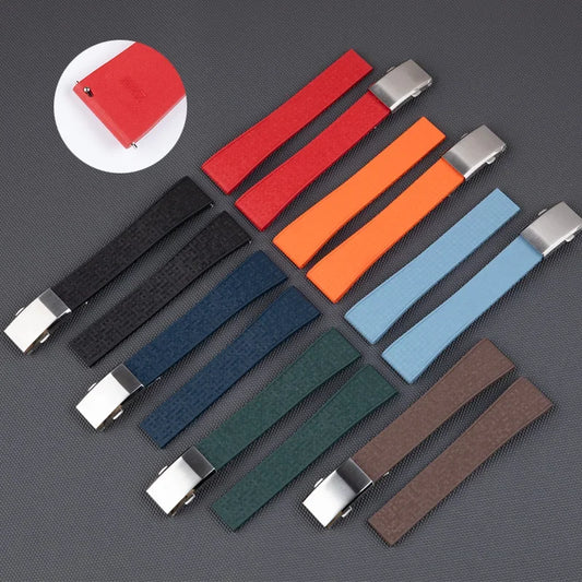 Cinturino per orologio in gomma fluorurata FKM con texture pixel, 18/19/20/21/22 mm, CTS, tradizionale, per immersioni, per uomo e donna