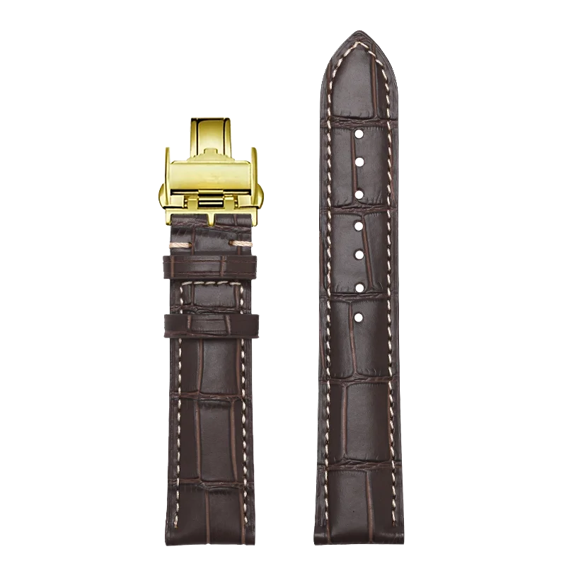 Cinturino per orologio in vera pelle per Longines, accessori, cinturini per orologi, chiusura a farfalla, cinturino da polso 18 19 20 21 22 mm