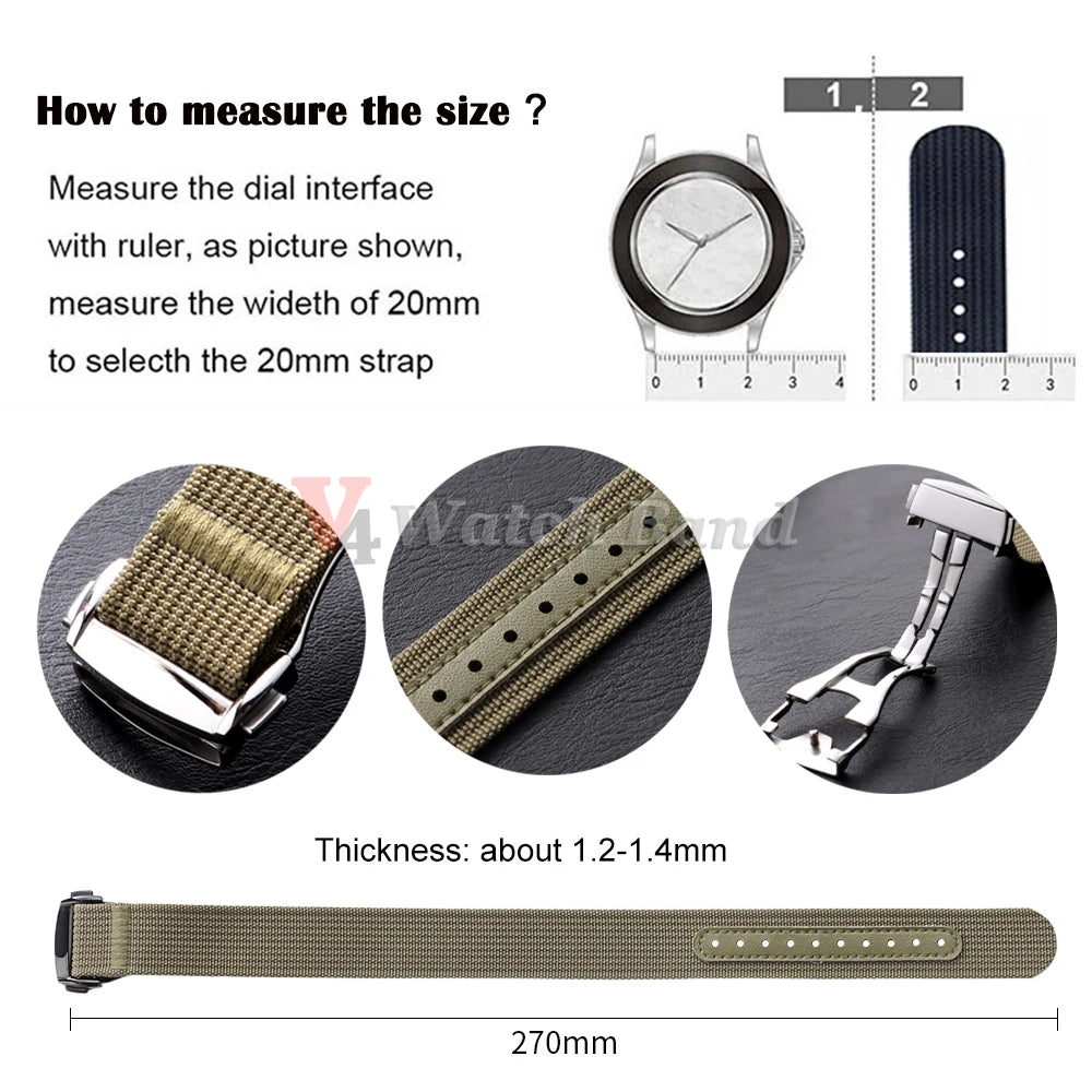 Bracelet de montre en Nylon de 20mm pour Seiko pour sangles à boucle Tudor Bracelet de montre pour Omega hommes Sport militaire Bracelet de fixation étanche