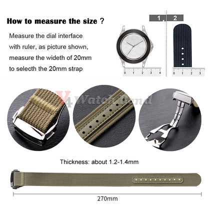 Bracelet de montre en Nylon de 20mm pour Seiko pour sangles à boucle Tudor Bracelet de montre pour Omega hommes Sport militaire Bracelet de fixation étanche