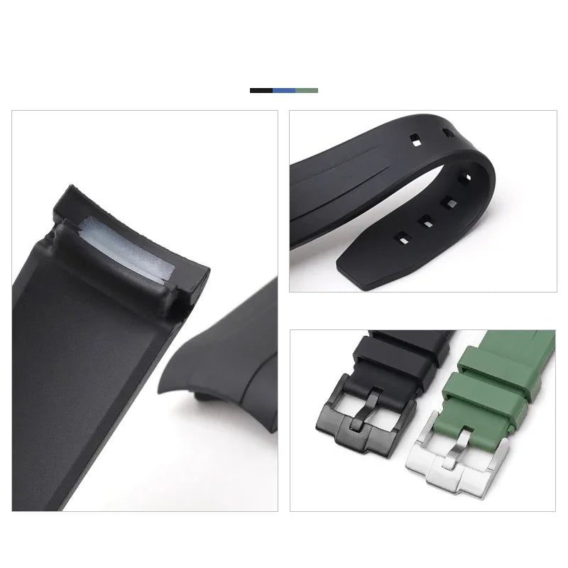 FKM Fluororubber Watch Strap for Rolex for Omega x Swatch MoonSwatch 20mm Curved End Waterproof Sport Replace Watch Band