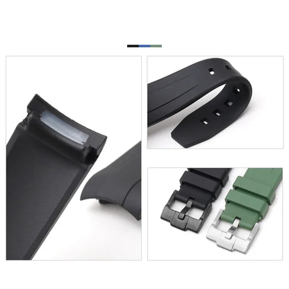 FKM Fluororubber Watch Strap for Rolex for Omega x Swatch MoonSwatch 20mm Curved End Waterproof Sport Replace Watch Band
