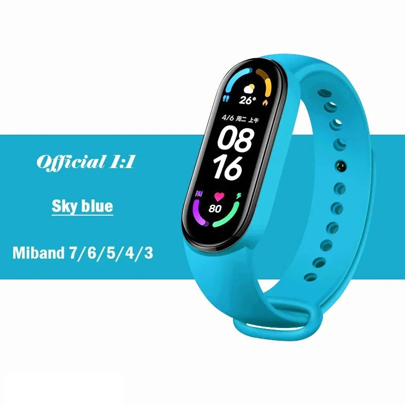 Official silicone strap for Xiaomi Mi Band 4 5 6 7, sports watch, Miband4 Miband7 Correa Mi band 3 4 5 6 7 bands