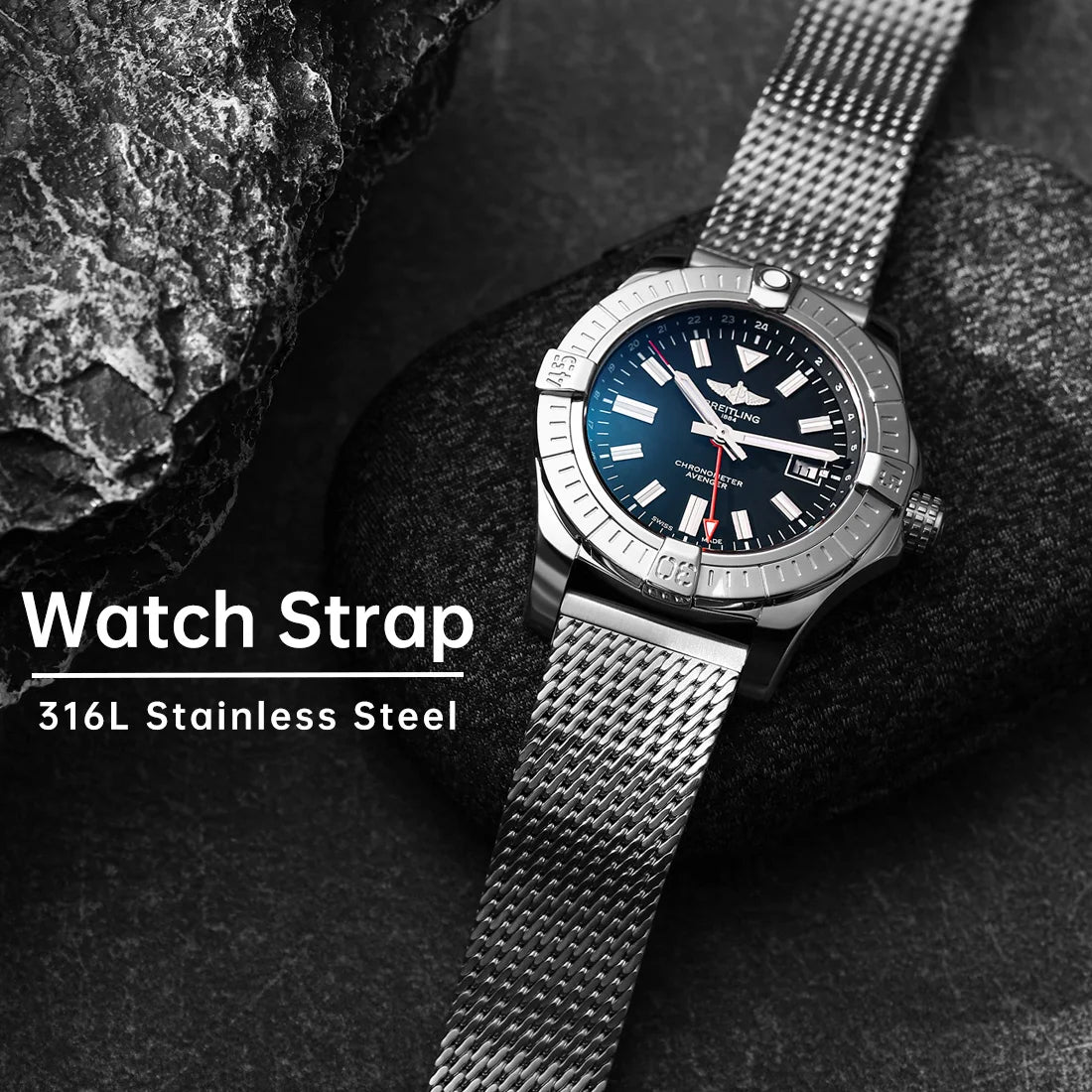 MAIKES 316L Stainless Steel Watch Band for Rolex Omega IWC Breitling 20mm 21mm 22mm Milanese Woven Watch Strap