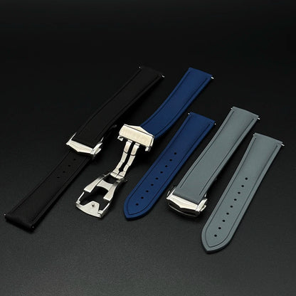 OZE Bracelet montre Caoutchouc Siliconé Premium - Motif Tissu - Boucle déployante