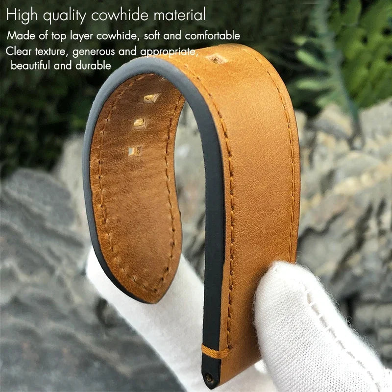 Handmade Brown Genuine Calf Leather Watch Strap, 22/23mm, for Zenith Tudor Black Bay Bronze Blancpain, Vintage Watch Band