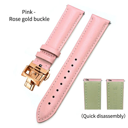 Bracelet de montre en cuir véritable à dégagement rapide 19mm 20mm 21mm 22mm pour Vacheron Constantin Patrimony VC, bracelet noir avec boucle pliable