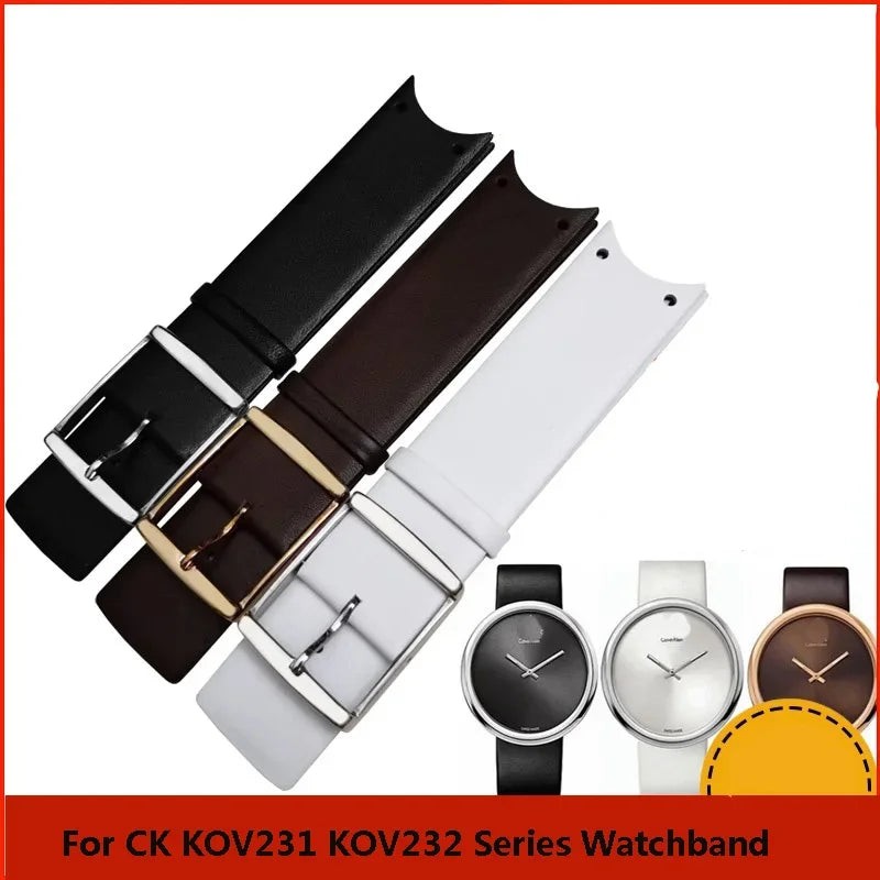 Bracelet de montre en cuir véritable pour la série CK KOV231 KOV232, bord incurvé spécial, bracelet de montre Ultra-fin en cuir de vache pour hommes et femmes, 22mm