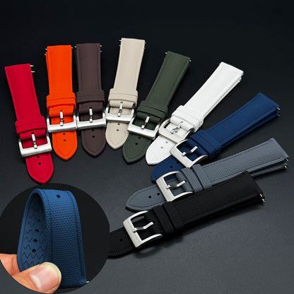 18/19/20/21/22mm Premium Grade FKM Woven Pattern Watch Strap Quick Release Men Women Universal Band Fluororubber Dive Bracelet