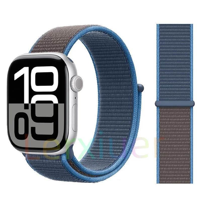 适用于 Apple Watch 46mm 44mm 45mm 40mm 41mm 42mm 的尼龙回环表带，适配 iWatch 系列 11 10 9 SE 8 7 6 5 4 Ultra 3 2 49mm