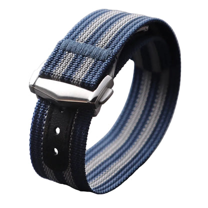 Bracelet montre Nato Nylon Pour Omega X Swatch MoonSwatch - Boucle Brossé Argent