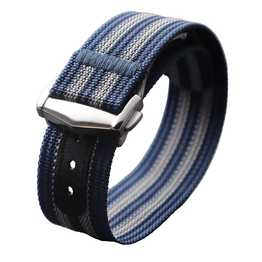 Bracelet montre Nato Nylon Pour Omega X Swatch MoonSwatch - Boucle Brossé Argent