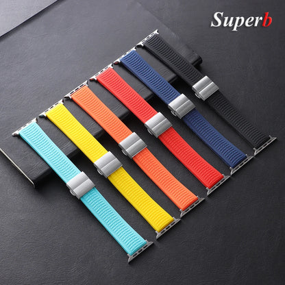 Rubber band for Apple Watch, 46mm 45mm 44mm 42mm, for Iwatch Ultra 2 1 49mm Series 10 9 8 7 Se 6 5 Se, Luxury strap